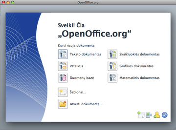 Pradinis OpenOffice.org 3.0 biuro paketo langas
